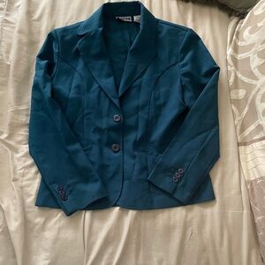 Padded Shoulders Teal  Blazer